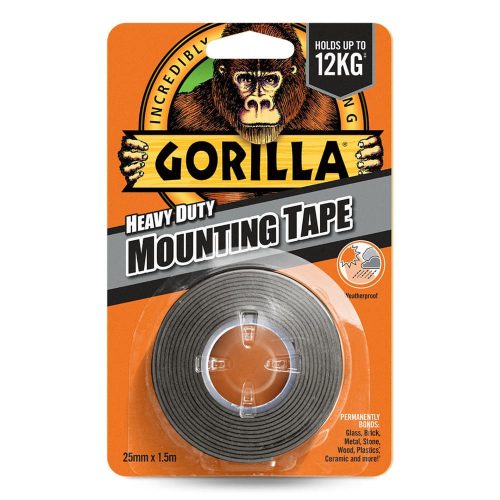 Gorilla Heavy Duty Mounting Black Tape Fekete Kétoldalas Ragasztószalag Kültérre is 2,54cm x 1,52m
