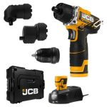 JCB 12DD-2-E-BOXX fúró-csavarozó 30Nm 2x2Ah 12V +3db különböző tokmány, L-Boxx