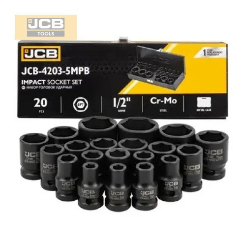 JCB rövid dugókulcs készlet 1/2" 20 részes 8-32mm
